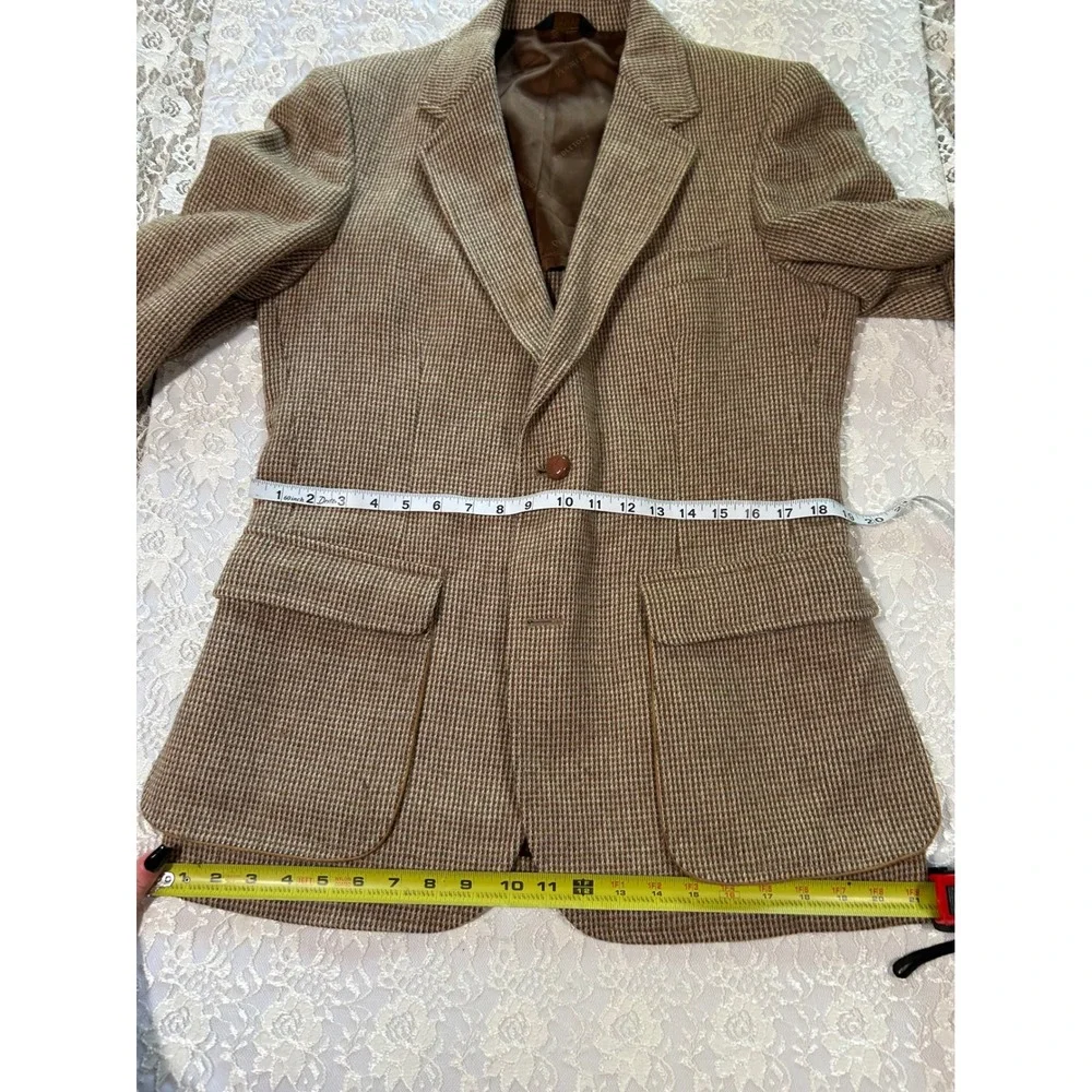 Vintage Pendleton Brown Houndstooth 100% Virgin Wool Blazer Mens 40 Sport Coat